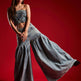 Strapless Denim Lace-Up Corset Crop Top & Balloon Wide-Leg Pants Set – Washed Blue Denim | Sizes S–2XL