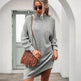 Winter Solid Knitted turtleneck sweater dress Mini - EX-STOCK Canada