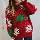 Women's Fashion Christmas Tree Jacquard Round Neck Long Sleeve Pullover Sweater top - EX-STOCK Canada