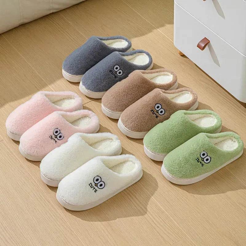Cute Cartoon Big-eyes Slippers For Couples Winter Warm Non-slip Floor Bedroom Slipper Home Men And Women House Shoes - EX-STOCK Canada