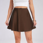 Boutique Mini Satin Skirt High Waist Elastic Solid Color flared skirt - EX-STOCK Canada