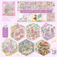 Set of miniature scene stickers with detailed indoor settings and furniture.