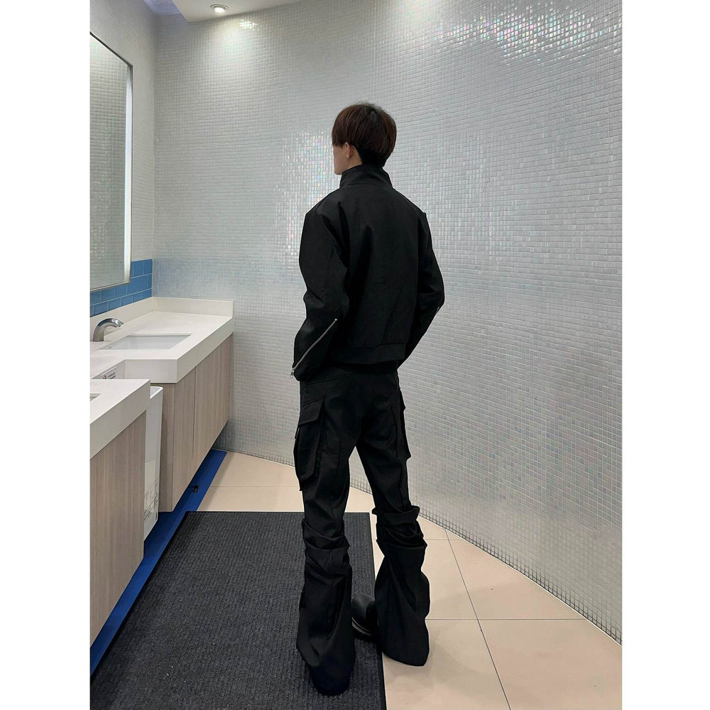 Large Pocket Pleated Black Y2K Cargo Pants Men - EX-STOCK Canada