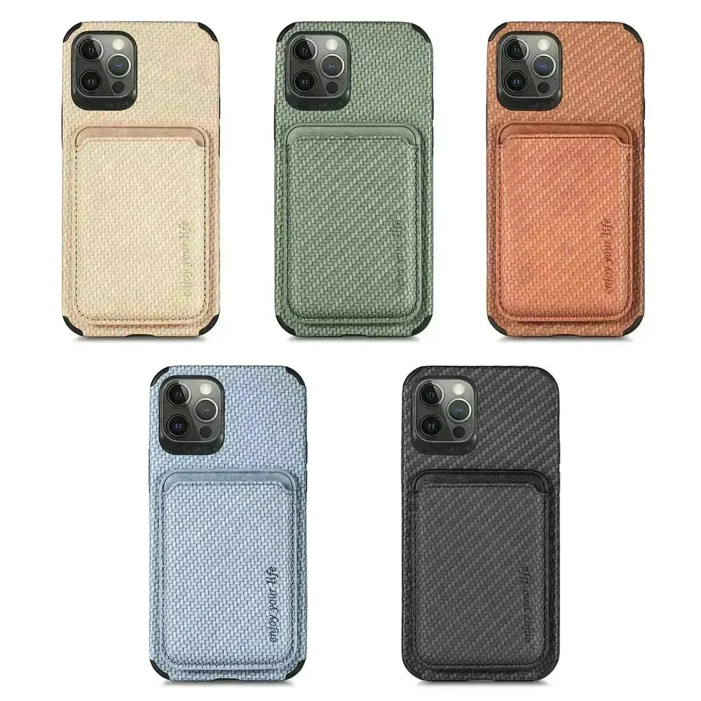 Magnetic Card Holder XR Carbon Fiber Pattern Phone Case - EX-STOCK CANADA