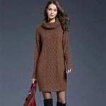 New Autumn Winter Solid Knitted Oversized Mini Turtleneck Sweater Dress - EX-STOCK Canada