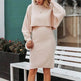 Women 2pcs Winter Outfit Cashmere dress Cropped Pullover top - EX-STOCK Canada