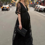 Maternity Dresses for Photo Shoot Summer V Neck White Lace Short Sleeve Pregnancy Dress Pregnant Women Photography Maxi Dress - EX-STOCK CANADA