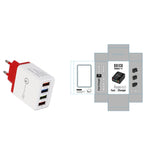4-Port USB Wall Charger with Quick Charge 3.0 – EU, UK & US Plug | Multi-Colour
