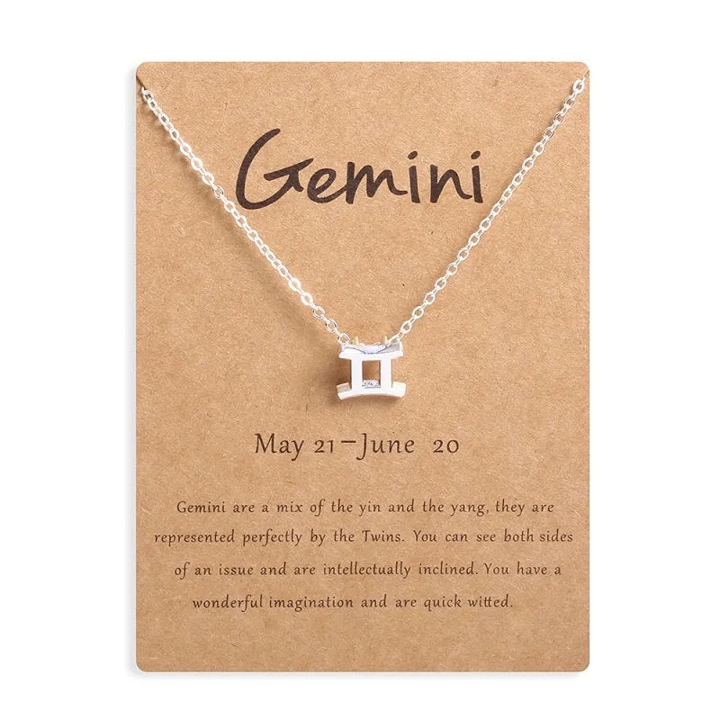 12 Zodiac Sign Necklaces With Gift Card Constellations Pendant Necklace Jewelry - EX-STOCK CANADA
