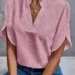 Summer Short-sleeved Chiffon Shirt New V-neck blouse Women's Casual Versatile Clothing Evening Tops for Women - EX-STOCK CANADA