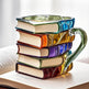 Painted Book Coffee Cup Unique Book Stacking Coffee Cup - EX-STOCK Canada