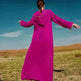 Women's Luxury Rose Red Hooded Middle East Moroccan Dubai Style Dress Fancy Embellish Summer Turkish dress - EX-STOCK CANADA