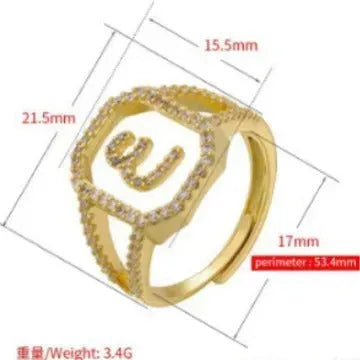 Fashion Micro Inlaid Zircon Arab Letters Ring for women - EX-STOCK CANADA