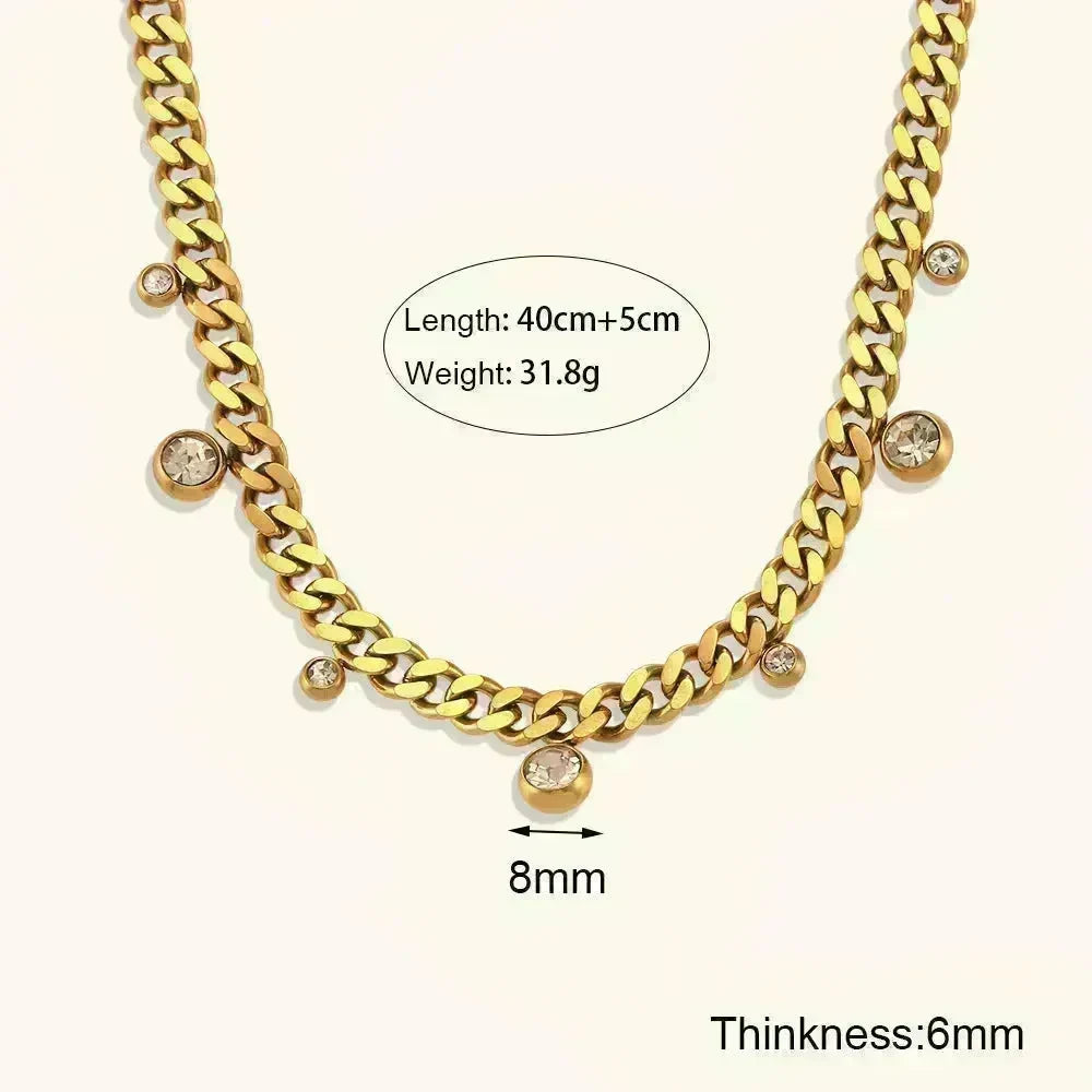 Round Zircon Pendant Cuban Link Chain Necklace - EX-STOCK CANADA