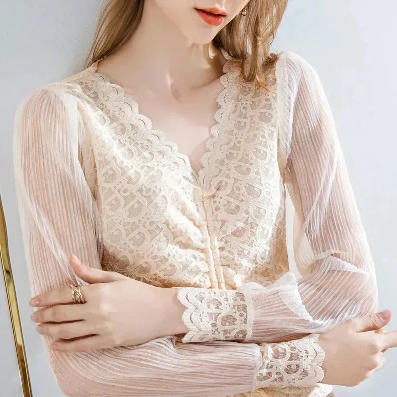 Summer Women Temperament  Work Office lace blouse top - EX-STOCK CANADA