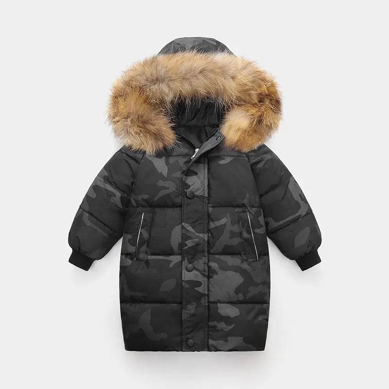 Big Fur Collar Mid-length Medium And Large Children's Clothing Thick Winter Wear Coat - EX-STOCK Canada
