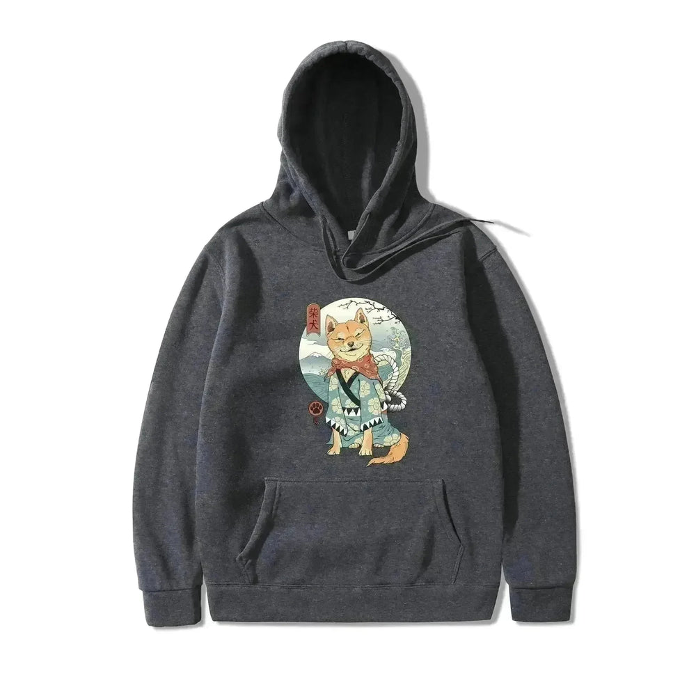 Women Shiba Inu Dog Illustration Printed Casual Hooded Sweater - EX-STOCK CANADA