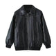 Oversized Fashion Zip-up Lapel Leather Jacket for women - EX-STOCK Canada