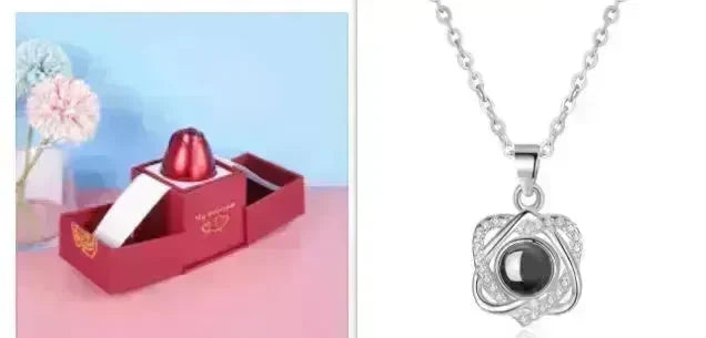 Hot Valentine's Day Gifts Metal Rose Jewelry Gift Box Necklace For Wedding Girlfriend Necklace Gifts - EX-STOCK CANADA