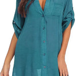 European And American Sun Protection Women Beach Linen Shirt dress - EX-STOCK CANADA
