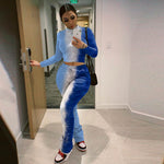 Tie-Dye 2pcs Women Long sleeve Drawstring Sweatsuit Outfit set - EX-STOCK Canada