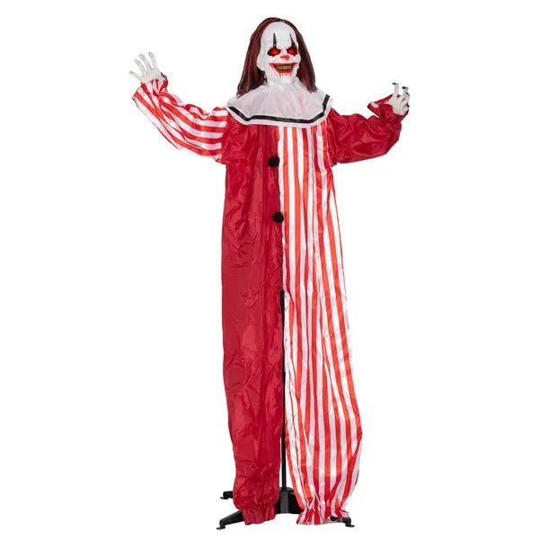Life Size Halloween Animated Clown With Red Light Up Eyes, Sound Activated Scary Halloween Decorations, Battery Operated EX-STOCK Canada 
