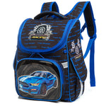 Backpack with racing theme design on a white background