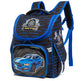 Backpack with racing theme design on a white background