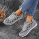 Flower Print Lace-up Sneakers Casual Fashion Lightweight Breathable Walking Running Sports Shoes Women Flats - EX-STOCK Canada