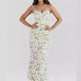 Women White Lace Wedding Dinner Party Cocktail Bodycon Spaghetti Strap Split Long Dress - EX-STOCK CANADA