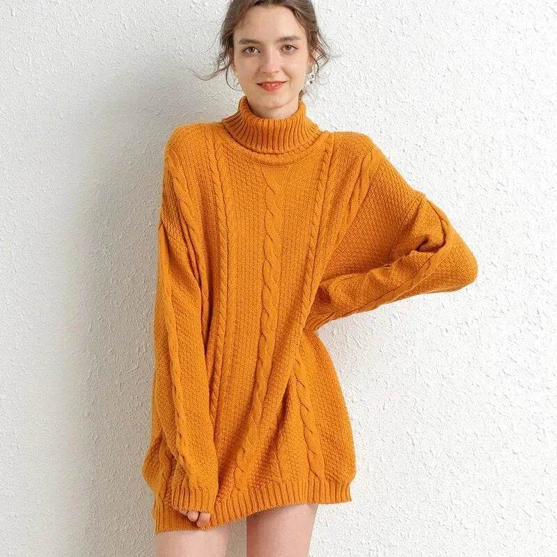 Oversize Knitted Mini turtleneck sweater dress Tunic sweater - EX-STOCK Canada