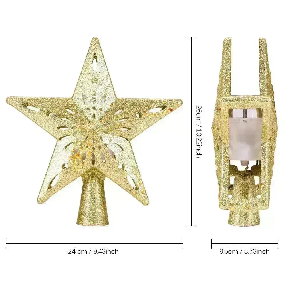 Christmas Tree Top Light Star Snowflake Shape LED Laser Projector Lights Christmas Tree Ornament - EX-STOCK CANADA
