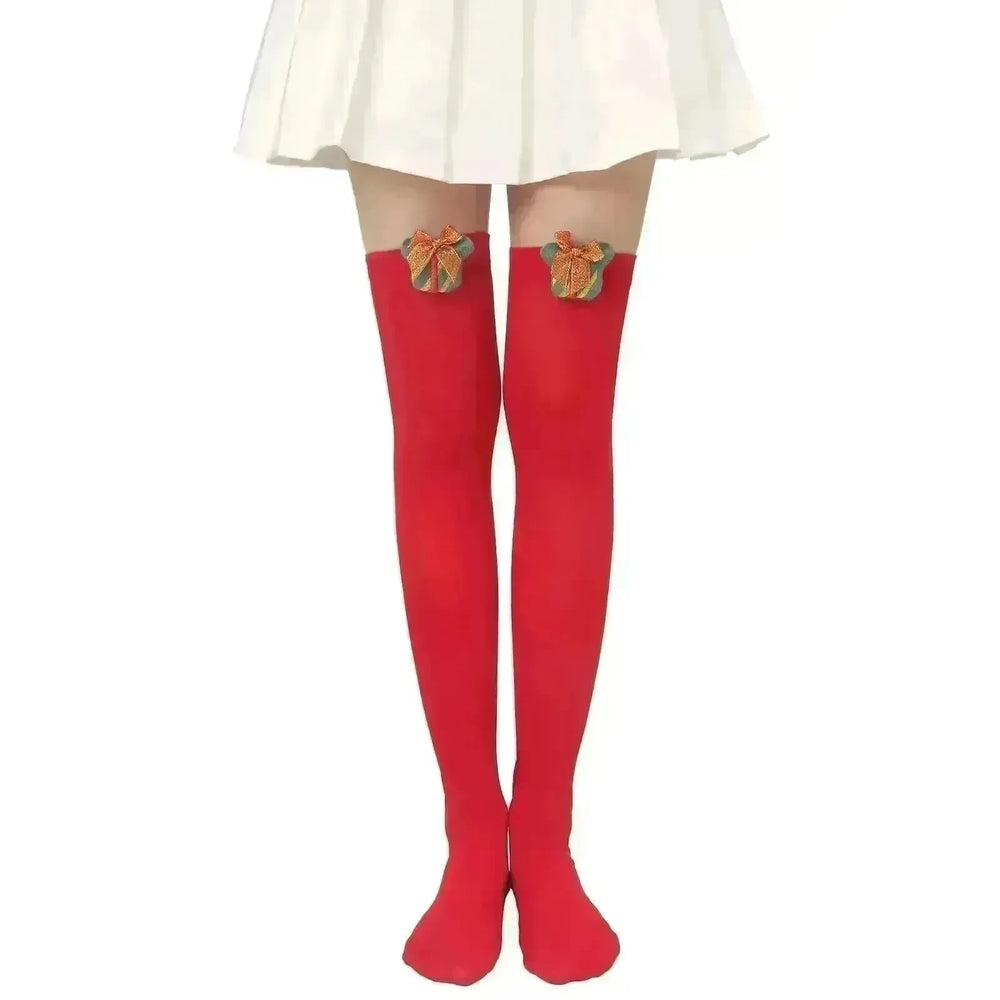 Christmas Plush Doll Knee Socks Bow Stockings - EX-STOCK CANADA