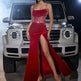 Spaghetti Sleeve Velvet Corset Slim fit Slit Party Dress - EX-STOCK CANADA