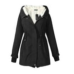 Women Work Hooded collar up Winter Jacket Woolen Lining - EX-STOCK Canada
