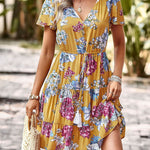 Women Casual floral summer dress Printed V-neck short sleeve Mini Dress - EX-STOCK Canada