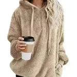 Women's Polerones Fleece Hoodie Pullover fall Winter Zipper Pocket Sweatshirt - EX-STOCK CANADA