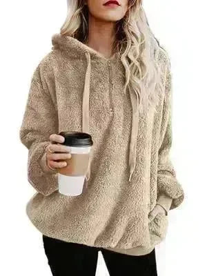 Women's Polerones Fleece Hoodie Pullover fall Winter Zipper Pocket Sweatshirt - EX-STOCK CANADA
