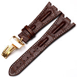 Brown Royal Oak Style Genuine Leather Watch Strap – 28mm Butterfly Clasp