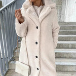 Buy Women's Long-sleeved Lapel Plush Fleece sherpa button Long Winter Overcoat - EX-STOCK Canada