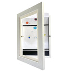 White framed picture with a colorful illustration inside on a white background