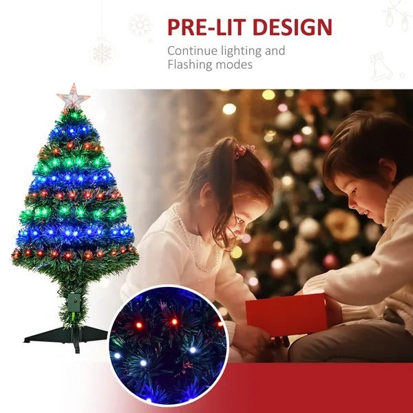 3FT Pre-lit LED Optical Fiber Christmas Tree Artificial Holiday Decor With Stand EX-STOCK Canada 
