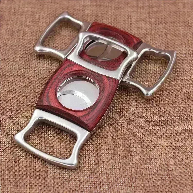 Creative Stainless Steel Thickened Wood Inlaid Cigar Cutter - EX-STOCK CANADA