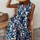 Bohemian Dresses Summer Beach Fashion Loose V-neck Pleated Print Sleeveless Dress For Women - EX-STOCK CANADA