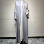 Abaya two piece set Elegant Satin Plain Color Abaya Kimono Open front Abaya Dubai Abaya wear for Middle East Women - EX-STOCK Canada
