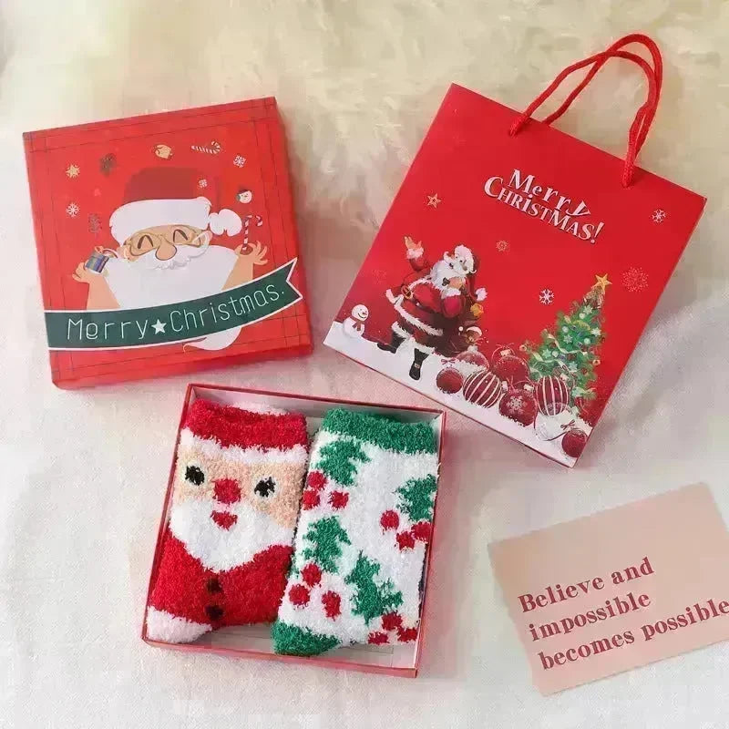 Fashion Simple Coral Fleece Christmas Stockings Gift Box - EX-STOCK CANADA