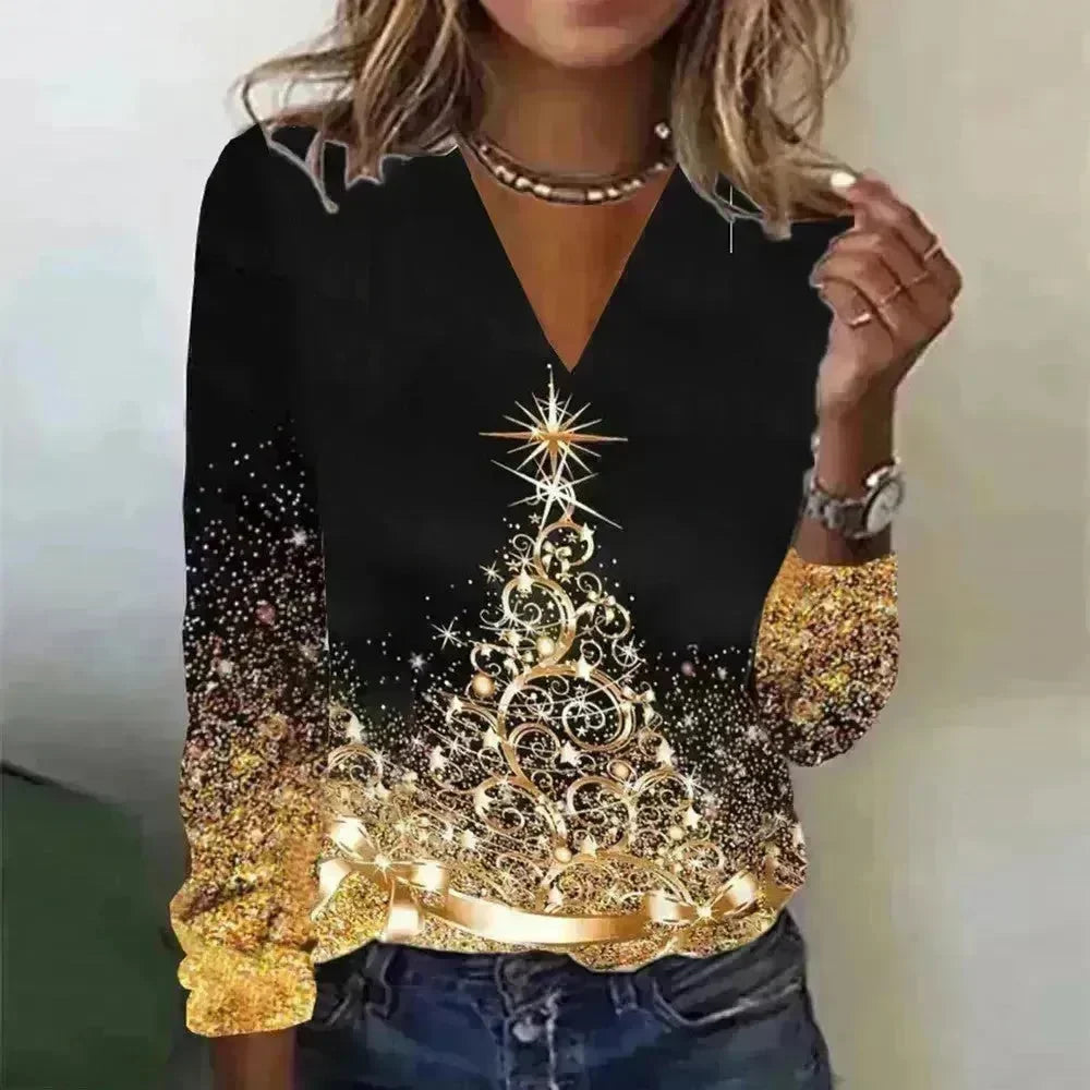 Women's V-neck Long Sleeved T-shirt - EX-STOCK CANADA