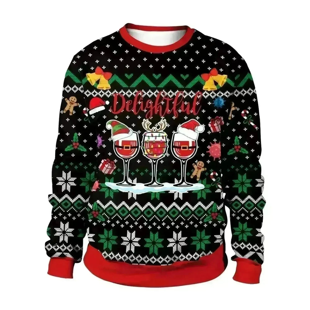 Men And Women Digital Printing Christmas Round Neck Sweater Tops - EX-STOCK CANADA