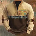 Casco 3D Digital Printing Stand Collar Men's Street Quarter Switshirt