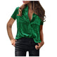 European And American Spring And Summer Pocket Short Sleeve Suede Shirt For Women - EX-STOCK CANADA